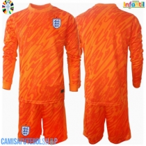 Camisa de time de futebol Inglaterra Goleiro Replicas 1º Equipamento Infantil Europeu 2024 Manga Comprida (+ Calças curtas)